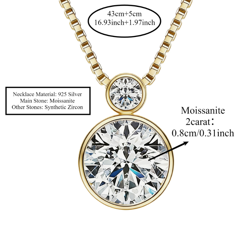Women's 925 Silver Moissanite Gourd Pendant Necklace — Versatile Gift